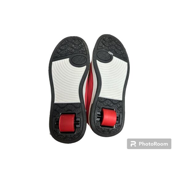 Boy's Heely’s Red Black Logo Wheels Lace Up Retro Low Top Sneakers Size 6 - Picture 4 of 6